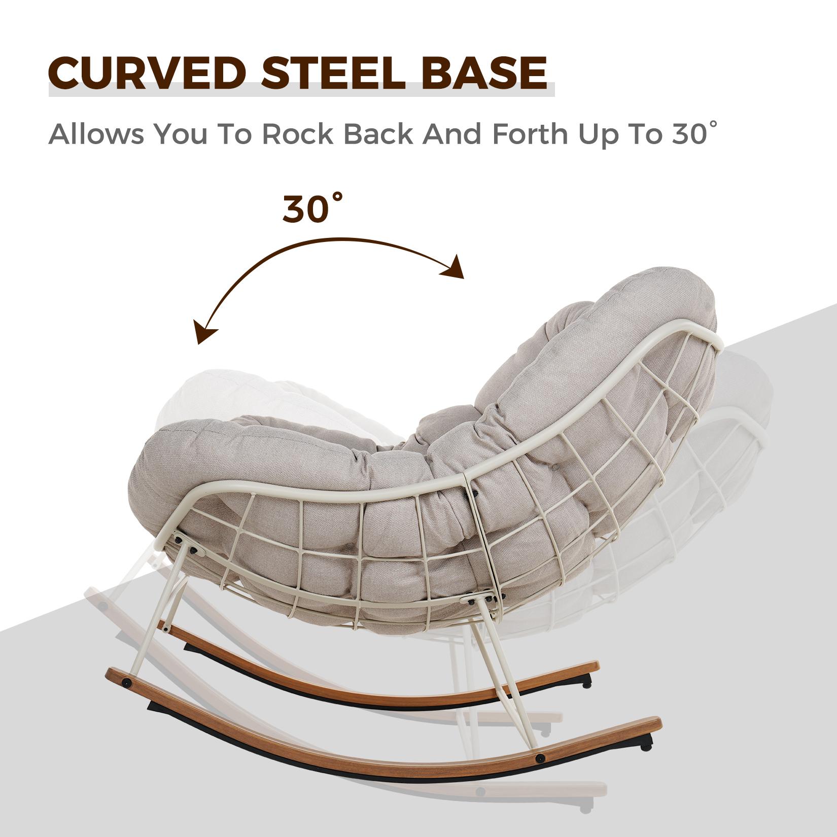 GRANDPATIO Oversized Rocking Chair with Cushion - Indoor/Outdoor Lounge Rocker, Beige