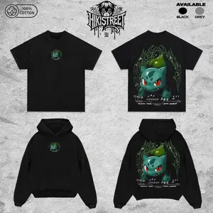 Vintage Bulbasaur Acid Washed T-Shirt Unisex Oversized Anime Manga T-Shirt Heavyweight Cotton Tee for Anime Fans, Pocket Monster merch, T-shirt anime gift, Anime Streetwear, graphic tees