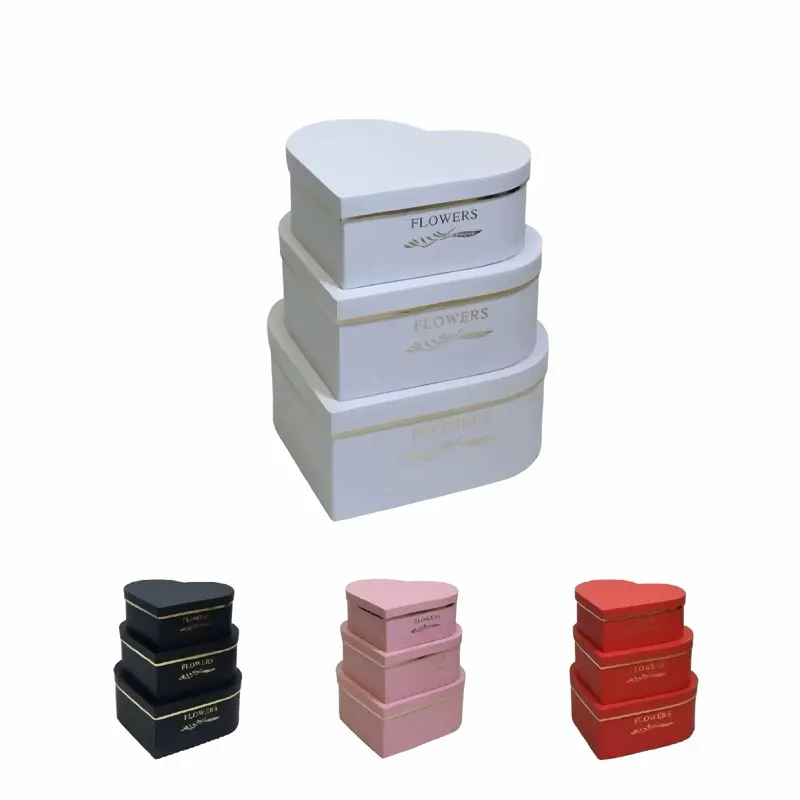 Heart-Shaped 3-Piece Gift Box, Multi-Purpose Flower Packaging Box for Gifting Occasions