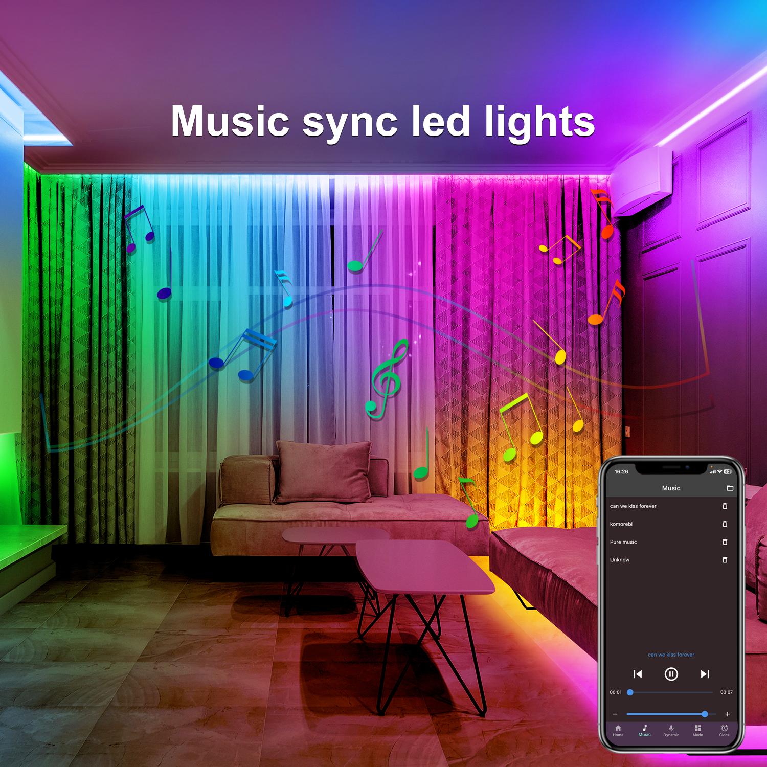 100FT 50FT Smart Led Light Strip RGB Color Changing Music Sync Strip Lights with App & Remote Control for Bedroom Indoor Lighting Decoration Modern 100FT 50FT Smart Led Light Strip RGB Color Changing Music Sync Strip Lights with App & Remote Control for Bedroom Indoor Lighting Decoration Modern