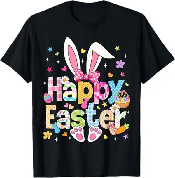 Happy Easter 2026 Cute Bunny Rabbit Easter Day Women Girls T-Shirt for Menswear Top