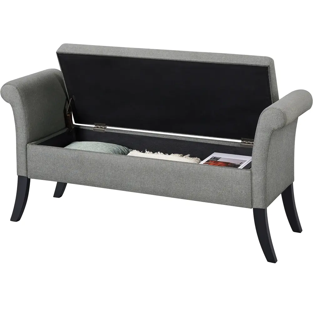 Costoffs Rectangle Hidden Storage Bench - High-Density Foam Padded, Slanted Rubber Wood Legs, Easy Assembly - Multipurpose Padded Storage Ottoman, Built-In Cubbies - Living Room Decor, Furniture Living Room, Indoor Entryway Furniture
