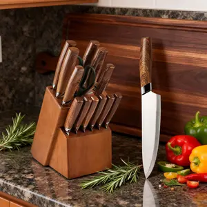 14-Piece Full Knives Kitchen Set with Block & Multicolor Sharpener | Ultra Sharp Food-Grade Stainless Steel Knives for Men | All-in-One Kitchen Gadgets  Accessories Kitchen SuppliesUtensils Kitchenware Utensils Kitchenware Storage Blade Cutting