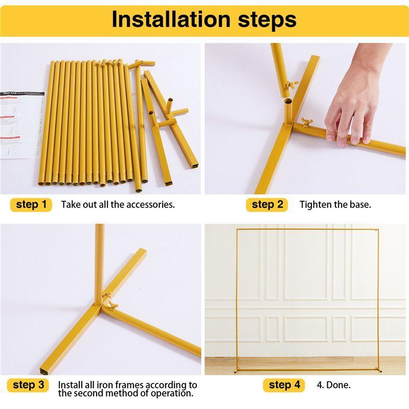 holiday decor deals scene arrangement Golden Rectangular Metal Arch Stand for Wedding, Birthday Party & Balloon Backdrop | Heavy Duty Iron Frame for Event Decor Level Up Your Event Aesthetic Built to Last Decorating Design  Heavy Duty Iron Frame  banners