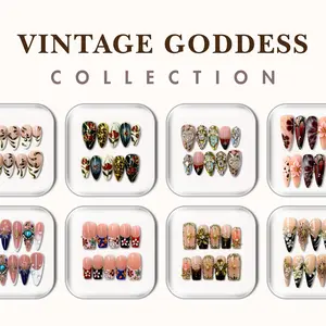 NailPhoria VINTAGE GODDESS Collection - Handmade Press-On Nails | Reusable, Salon-Quality, Long-Lasting, Glossy Design