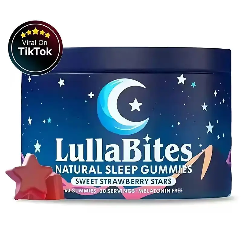 LullaBites Melatonin-Free Sleep Gummies, 30 Servings, Sweet Strawberry Stars Flavor, Natural Nighttime Wellness Support Supplement