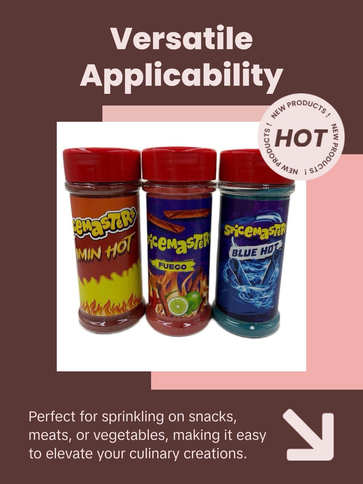 Flamin Hot, Fuego & Blue Hot Seasoning for snaks Flavor Spice Lemon Freeze-Dried Natural Taco Flamin Hot, Fuego & Blue Hot Seasoning for snaks Flavor Spice Lemon Freeze-Dried Natural Taco