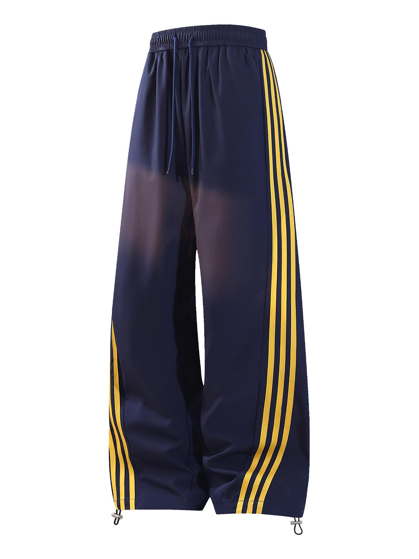 CCCMAI Men's color-block side stripe sports pants, all-season men's casual fashion trendy straight-leg pants with drawstring waistband, classic menswear sweatpants, loose casual pants, stylish activewear for men. Striped