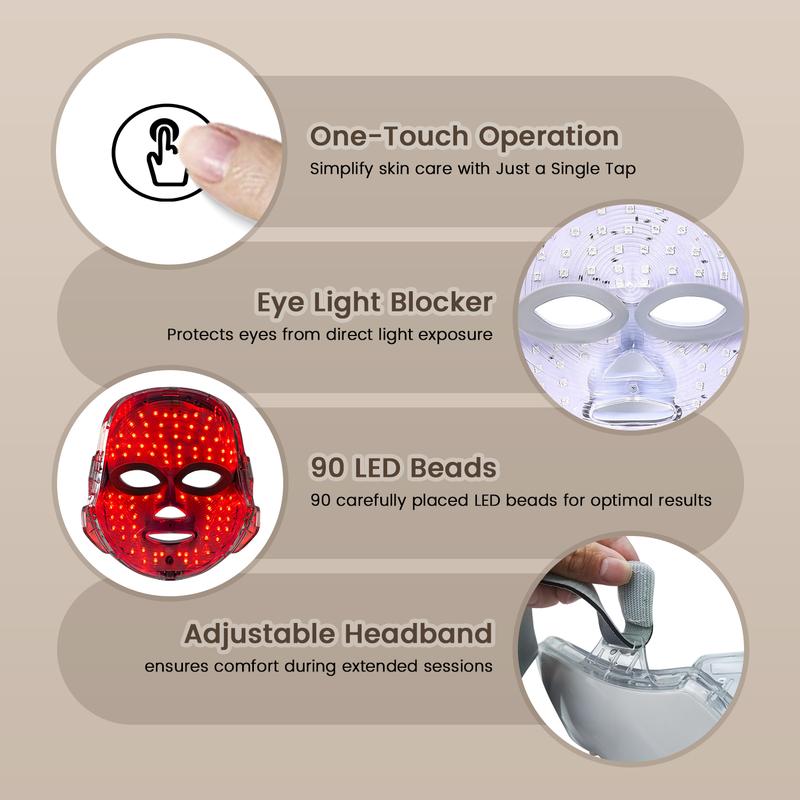 SHMHE Red Light Therapy, 7 Color LED Light Face Mask, Photon Skin Rejuvenation For Daily Care, Cordless, Rechargeable, Ideal Gift For Women, Summer Gift Skincare Facial