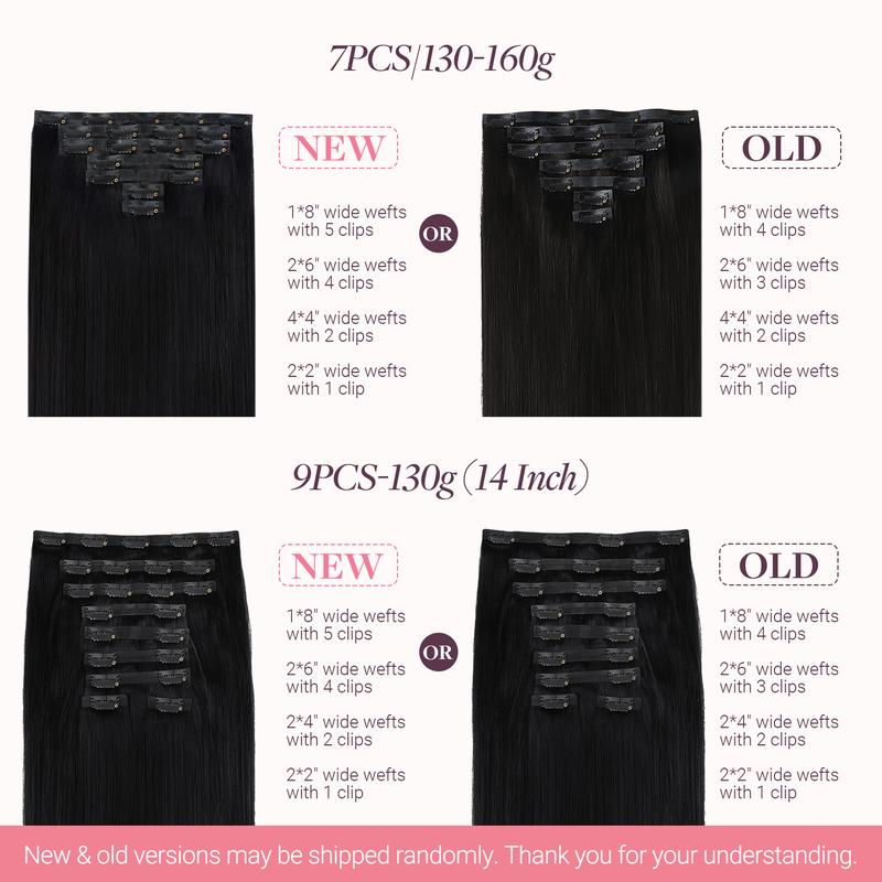 GOOGOO Hair Extensions Seamless Clip in Human Hair Natural Straight