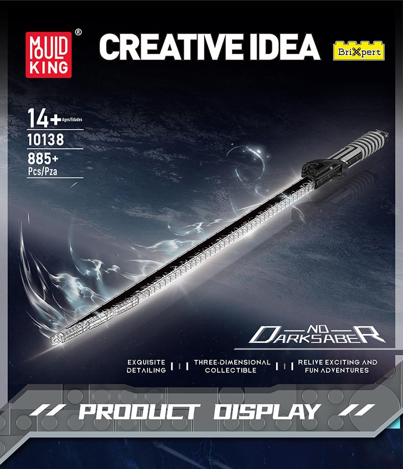 Mould King 10138 Lightsaber Darks Sword Glows Fluorescent Building Block Adult Kid Toy Cosplay Alloy Creative Idea STEM Educational Toy