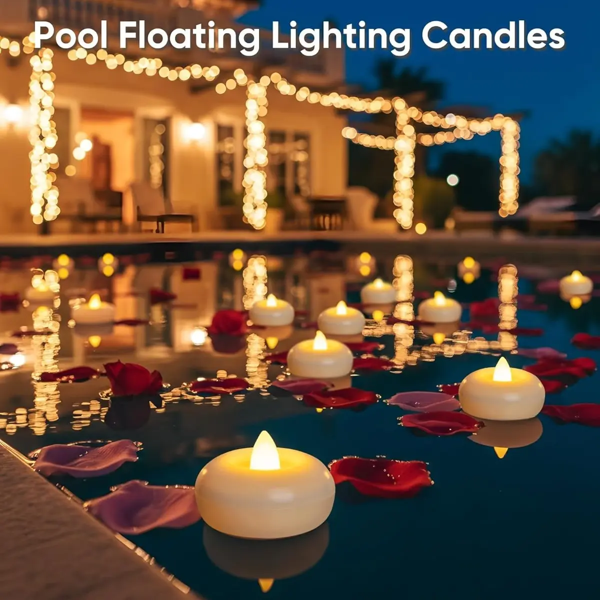 2” Floating Battery-Operated Tea Lights, 100+ Hour Plastic Flickering Waterproof Energy-Saving Candles for Cylinder Vases, Wedding Centerpieces, Festival Decorations Including Christmas Decor (Batteries Required)TikTokShopBackToSchool；homeessentials