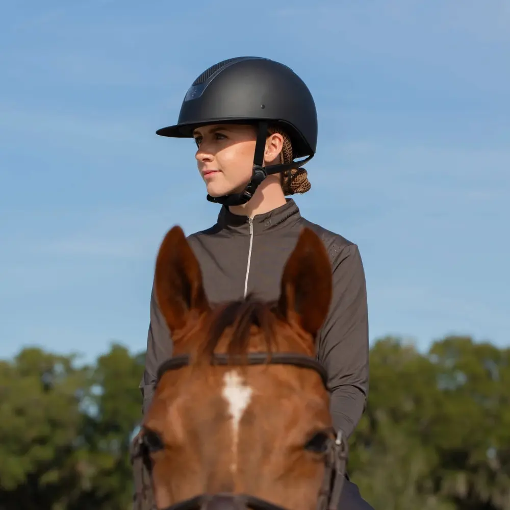 E30002-BL/GMG Equinavia Crown MIPS Equestrian Riding Helmet - Black/Gunmetal
