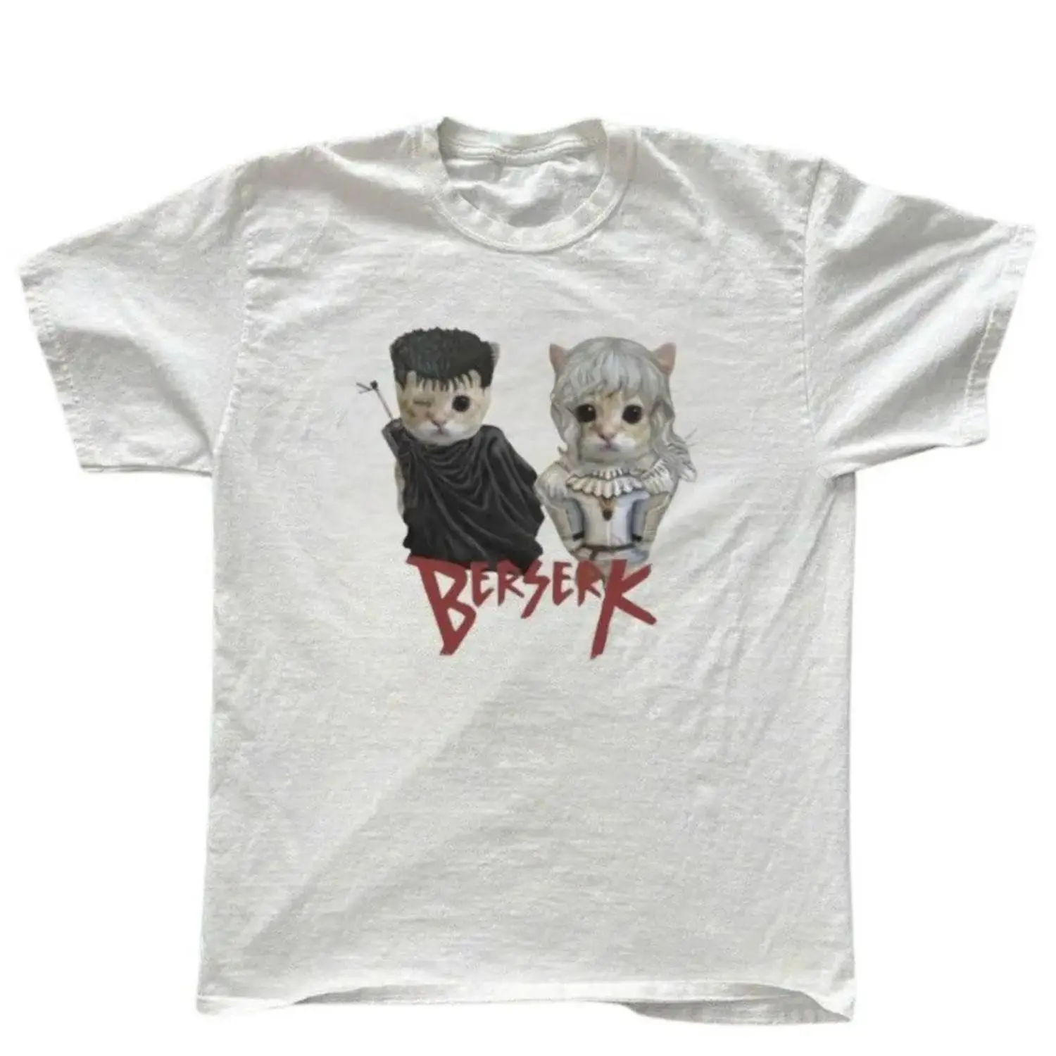 Berserk Cat T-Shirt, Anime Graphic Tees , Unisex Tshirt, Fashion Trends Shirt, Gifts Shirt, Menswear Womenswear Streetwear, Aesthetic, Heavyweight Comfort Top Regular Fit Y2k Outfit Outdoor Affliction Clothes