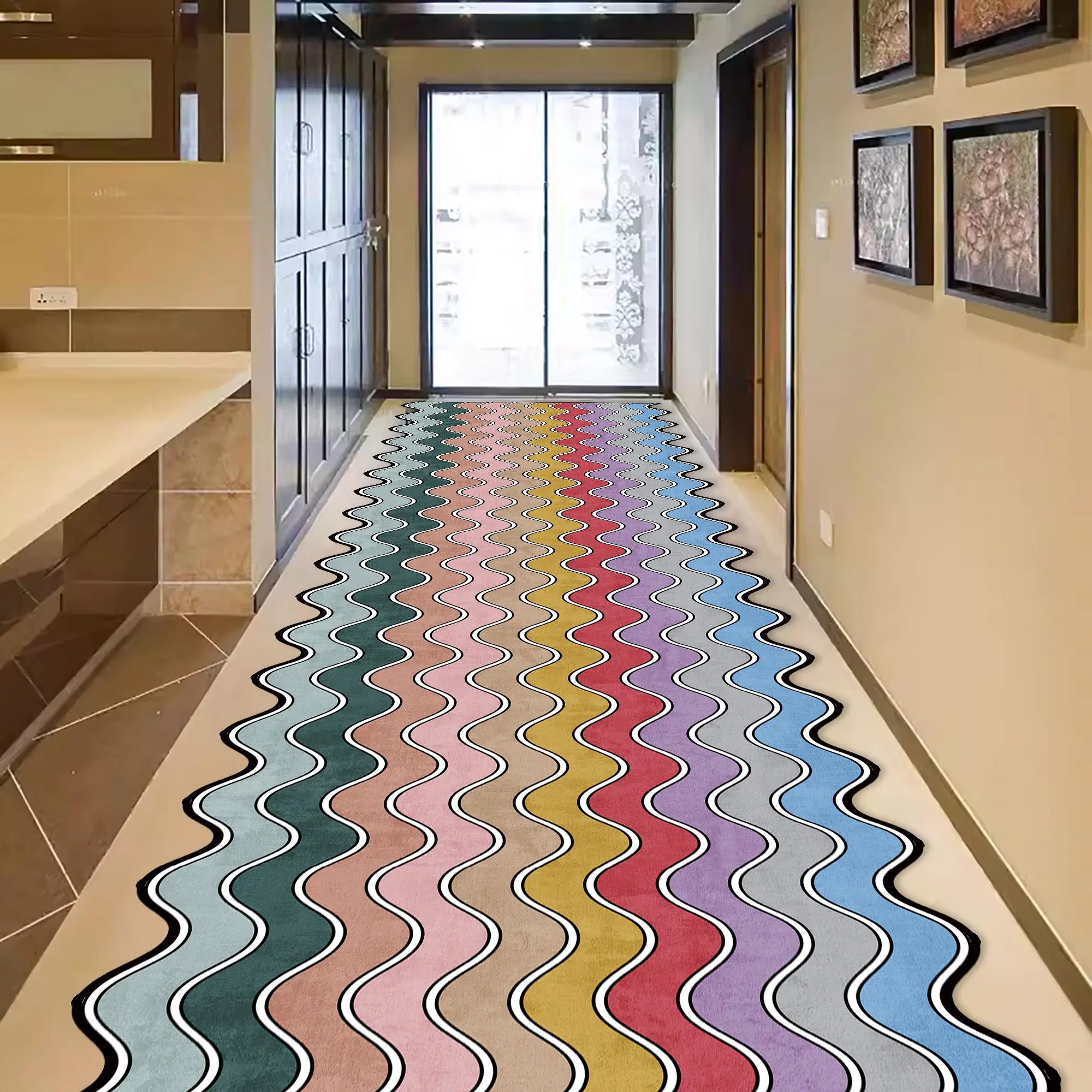 Irregular Wave Striped Pattern Carpet, 1 Count Colorful Long Strip Rug, Decorative Indoor Area Rug for Home Living Room Bedroom, Modern Floor Rug, Home Decor, House Decor Rug, Contemporary Rugs