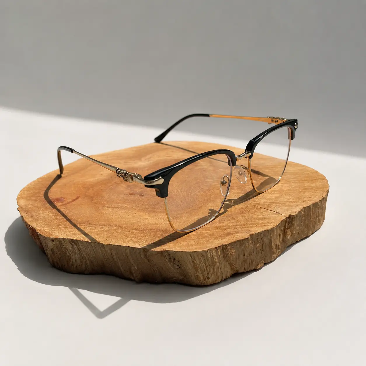 Unisex Half-Rim Square Lens Eyeglasses - Casual Stylish Glasses, Anti-Blue Light, Trendy Square Frame, Cross Detail, Non-Prescription, Vintage Browline Frames for Daily Wear, Stylish Protective Glasses, Blue Light Glasses