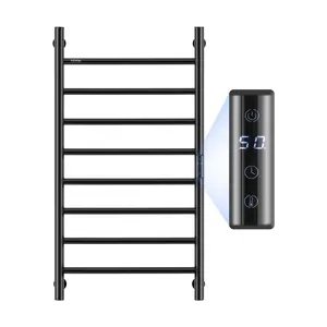 VEVOR 8 Bars Towel Warmer Rack,  , Wall Mounted Heated Towel Rack for Bathroom, IPX5 Waterpoof Towel Heater Rack with Timer & LED Display Screen, 5 Levels Adjustable Temperature Towel Heater, Black