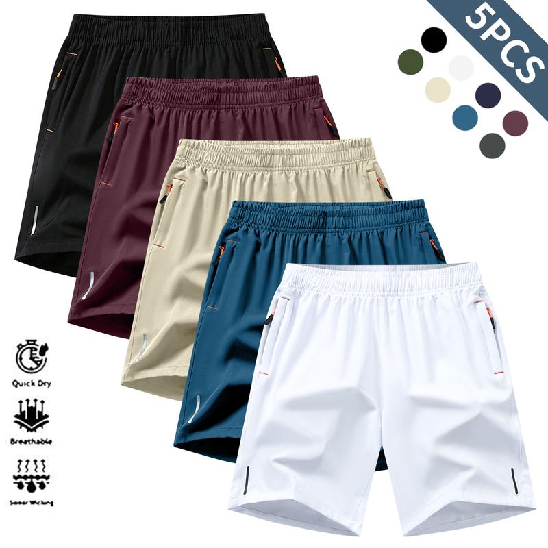 Breathable Moisture-Wicking Men’s Sports Shorts - Lightweight Textured Fabric for Summer Running & Gym - Wrinkle-Resistant Reflective Performance Wear