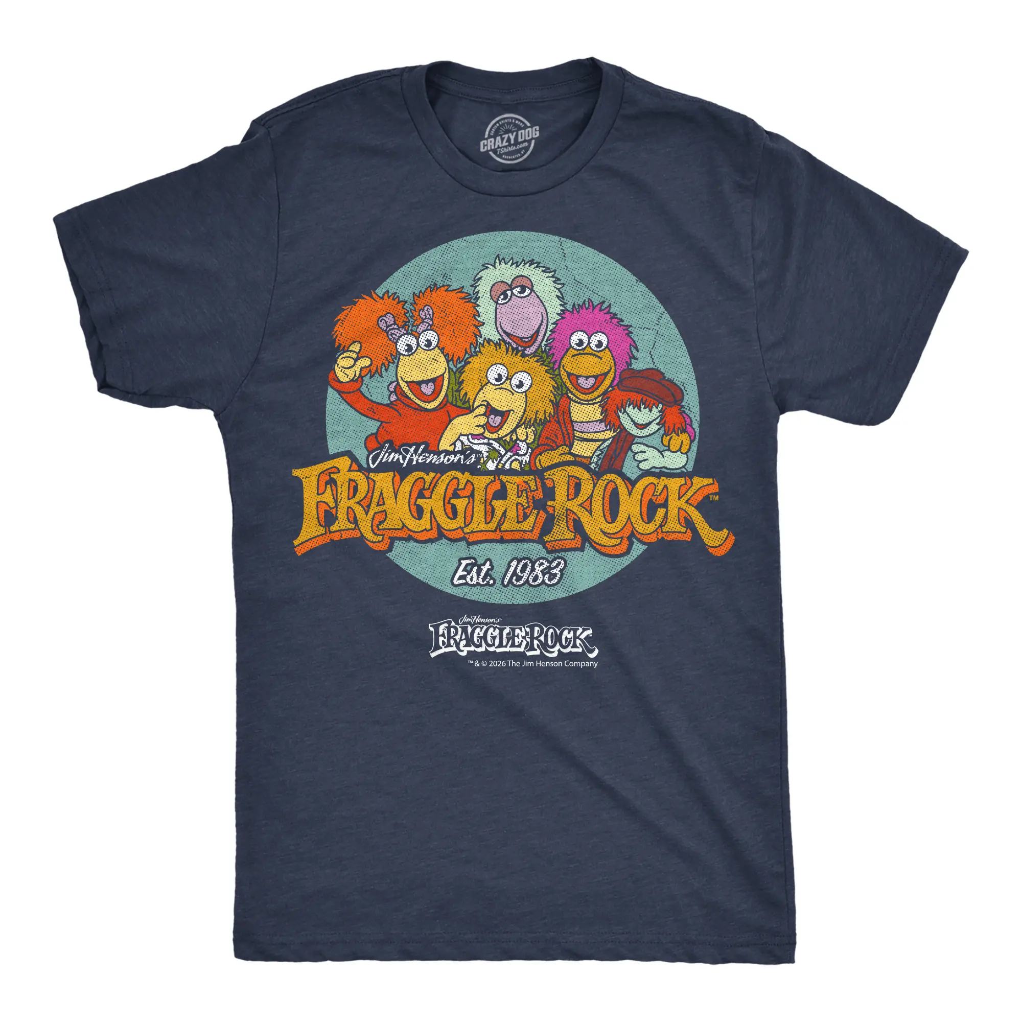 Mens Funny Fraggle Rock T-Shirts Jim Henson's Licensed Vintage Tees For Men Mens Funny T Shirts Cool Vintage Fashion T-Shirt Gift Classic Menswear Vintage Apparel for Men Funny Movie Short Sleeve Novelty Tees