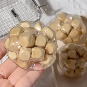 Wooden Block Filled Stress Ball Shapeable Anxiety Relief Cube Filling Ball Squeeze Toy Portable Travel Calming Textured Ball Sensory Fidget Toy