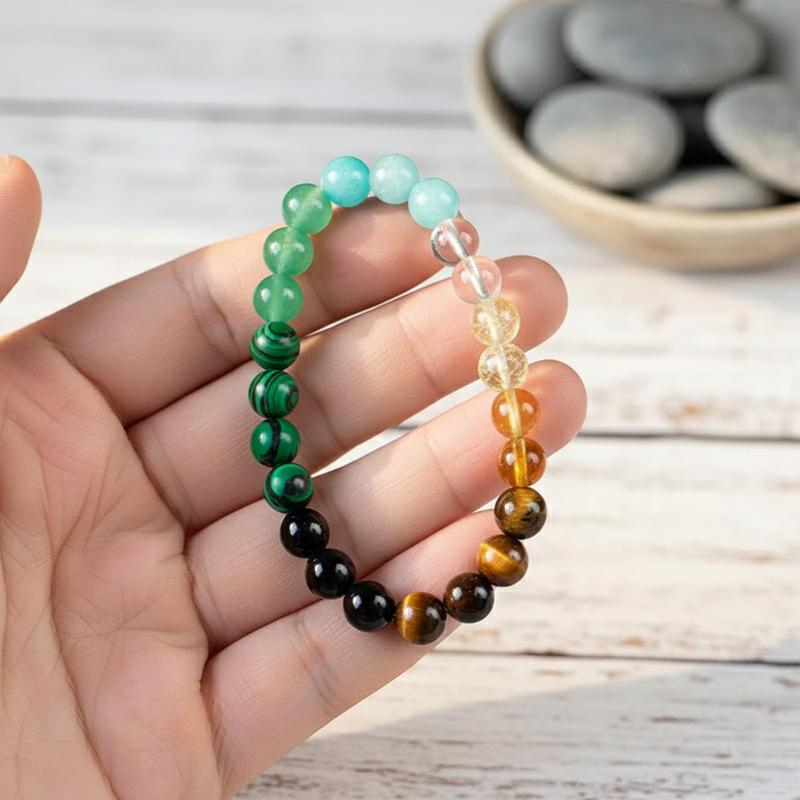 Exquisite Bohemian Beaded Bracelet Set for Women - Wealth Attraction, Good Luck, Money & Protection - Natural Tiger Eye, Citrine, Malachite, Evil Eye Beaded Spiritual Jewelry for Banquet Party, Ideal Gift for Her & Couple Matching