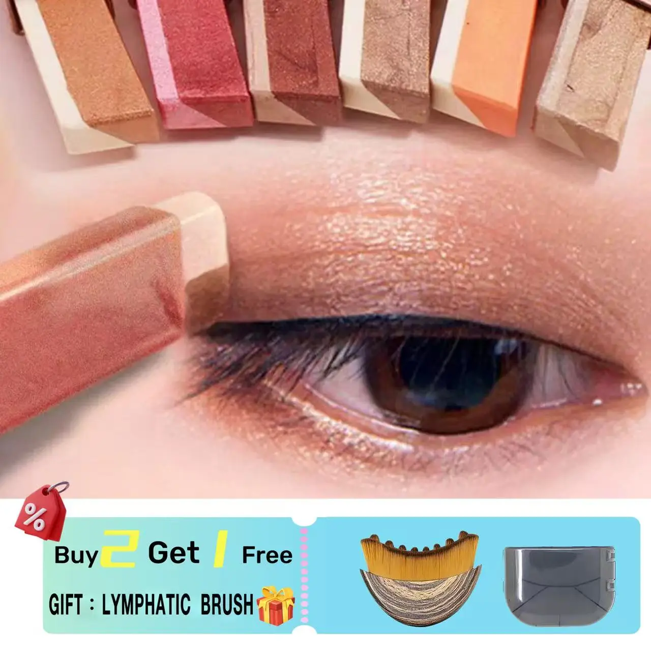 6Pcs Dual-Color Eyeshadow Stick Cosmetic Set, Matte+Glitter Duo, Pearlescent Highlighter Stick, 120g Smooth Alcohol-Free, Long-Lasting Waterproof Smudge-Proof Non-Fading Eye Makeup