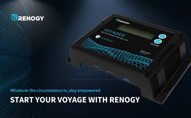 Renogy Voyager 20A 12V/24V PWM Waterproof Solar Charge Controller w/ LCD Display for AGM, Gel, Flooded and Lithium Battery, Used in RVs, Trailers, Boats, Yachts, Voyager 20A