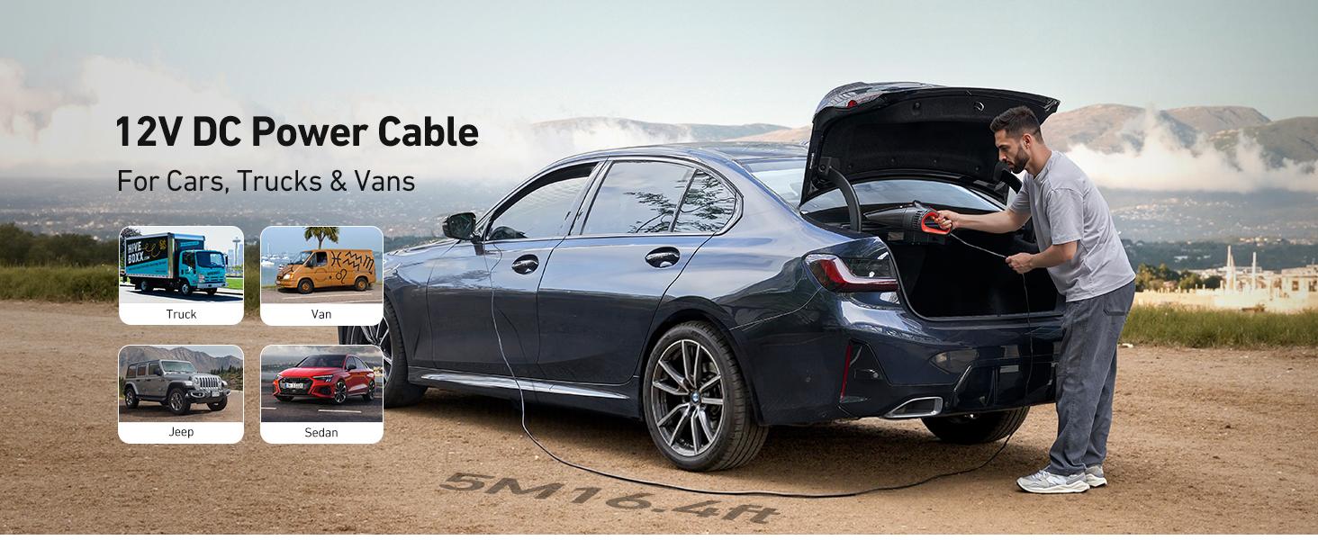 AstroAI Compact Car Vacuum with 12V DC Power,16.4 Ft Cigarette Lighter Cord,LED Light,7500 PA of Suction, Powerful Motor,with 3 nozzles  and 5-meter cord