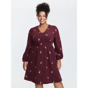【Embroidered】 【Cottagecore Dress】 BLOOMCHIC Corduroy Floral Embroidery Cinched-Waist Midi Dress 2026 Summer Vibes Casual Fit Swimweek
