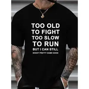 Plus Size Mens Crew Neck Short Sleeve T-Shirts - Breathable Slight Stretch Polyester Fabric, Random Letter Print, Trendy Summer Tees for Big & Tall Guys - Perfect for Casual Street Style, Spring, Summer, and Fall Seasons