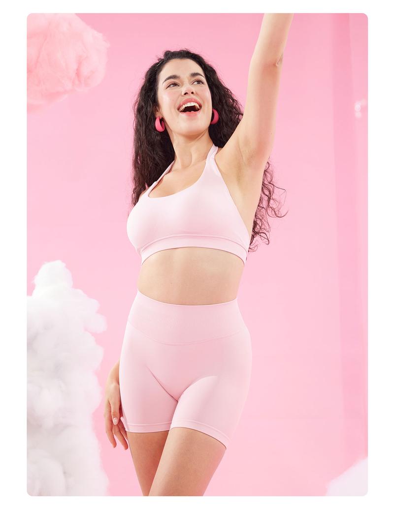 YEOREO SoftHue Women's Workout Gym Impact Shorts - Pink 3.6"/4.5" Seamless Hidden Scrunch Butt Lifting Athletic Bottoms Squat-Proof Mid-Rise Waistband