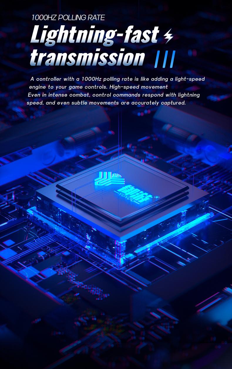 YUYIU Wind Chaser 2 Wireless Anti-Stick Drift Controller  Hall Effect Joystick, Linear Triggers, 6-Axis Gyro, Dual Vibration, Macro Back Buttons, & Replaceable D-Pad for Switch, PC, Steam, Android | 1000Hz Polling, RGB, 1000mAh