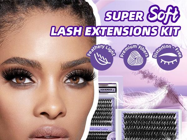 B&Q 3D 70D+90D Kit l 280pcs Lightweight Volume Lash Clusters,D-Curl,Lash Bond & Seal(10-18MIX) for DIY Eyelashes Extension, Waterproof Makeup Cosmetic Realistic Salon Quality,Visual Volume