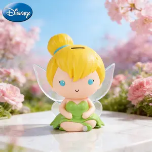 Disney Tinkerbell Piggy Bank 1PC Officially Licensed Coin Bank PVC Figurine Money Box Home Decor Collectible Desktop Organizer Savings Jar