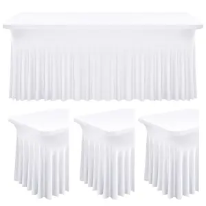 MTREO 2 4 6 Pack Spandex Tablecloth Tablecover Table Skirts for Rectangle Tables 6ft/8FT and Fitted Table Cover 1 Piece, Stretchable Wrinkle Resistant table Skirt,Spandex Table Cover for Tradeshows,Weddings, Birthday Parties