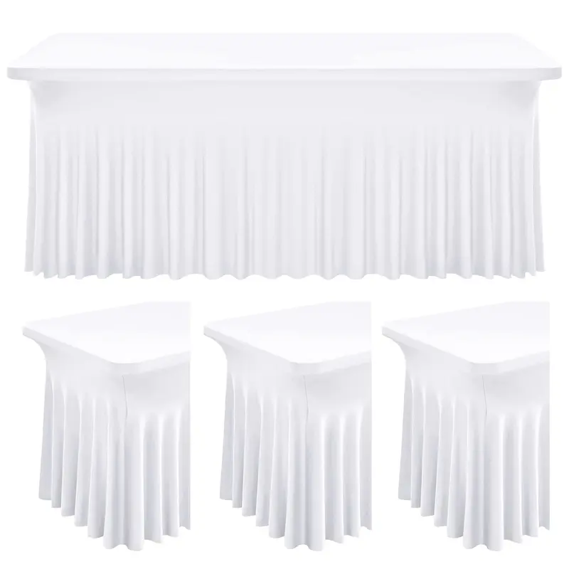 MTREO 2 4 6 Pack Spandex Tablecloth Tablecover Table Skirts for Rectangle Tables 6ft/8FT and Fitted Table Cover 1 Piece, Stretchable Wrinkle Resistant table Skirt,Spandex Table Cover for Tradeshows,Weddings, Birthday Parties