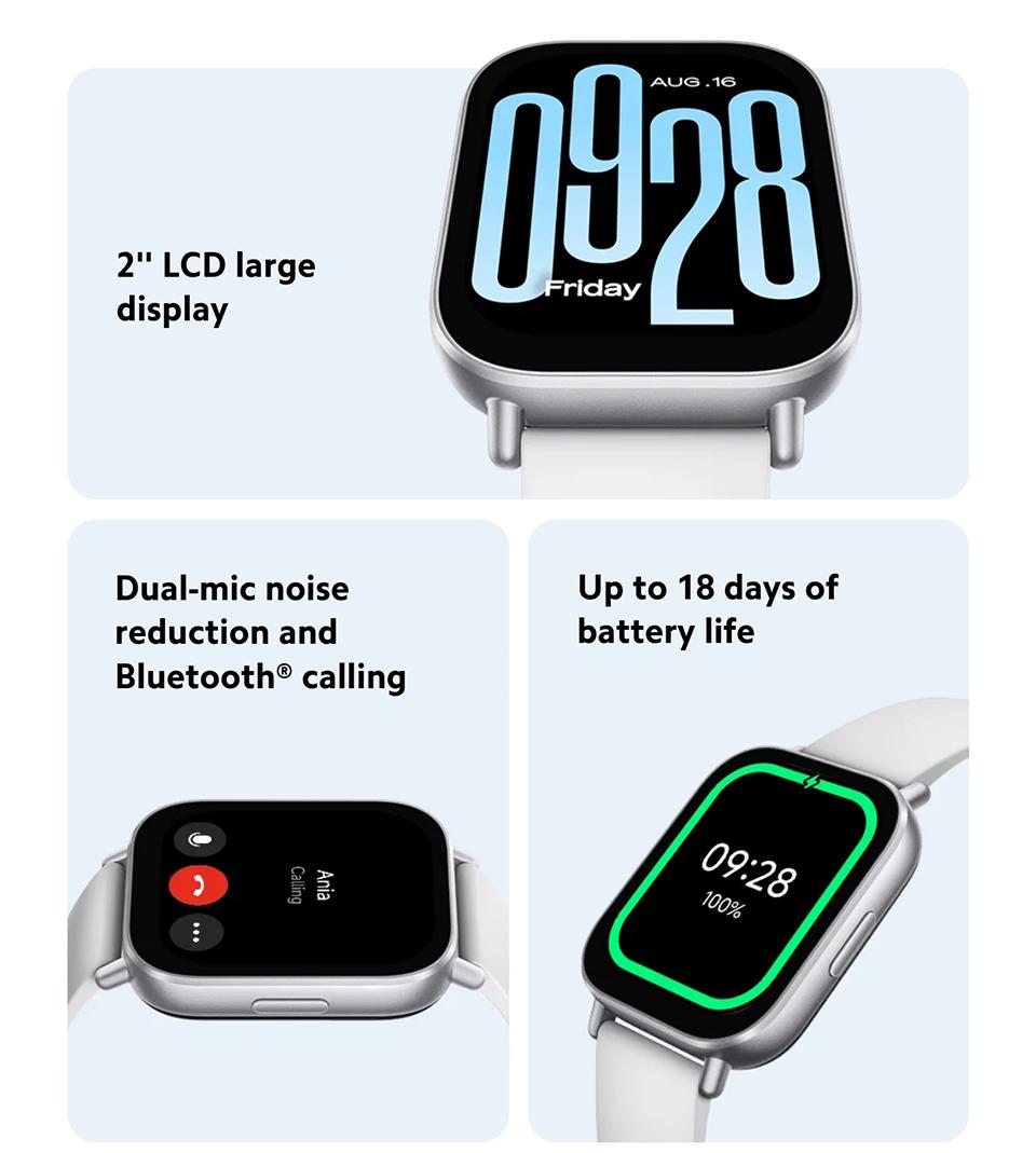 Xiaomi Redmi Watch 5 Active Smartwatch, 2.0" LCD Display, 18 Days of Battery Life, 140+ Sports Modes, 5ATM Waterproof, Bluetooth Calling Wearable Monitoring Resistance Smartphone Charging Screen Wristwatch