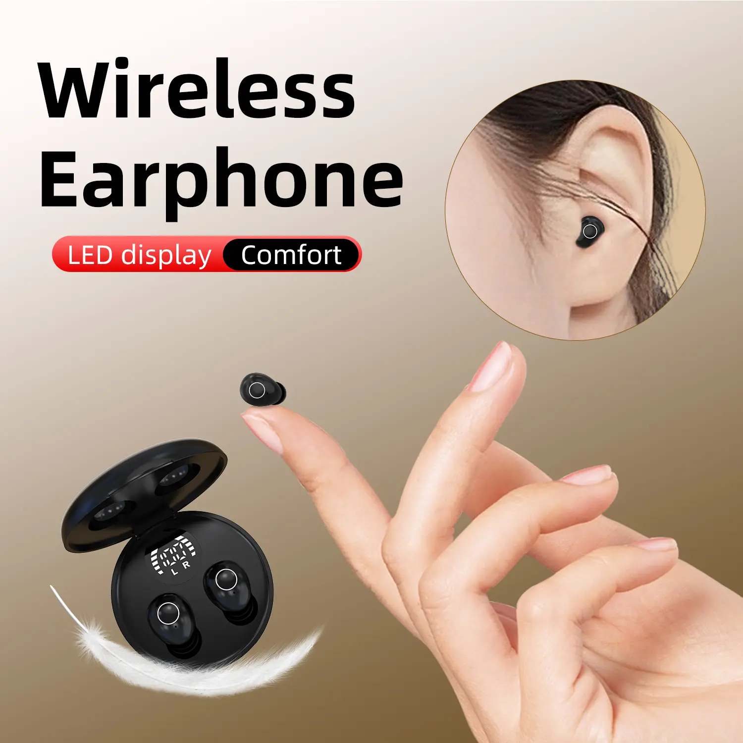 Noise cancelling wireless sleep earphones, ultra mini hidden Bluetooth earphones, wireless 5.4 ultra-low latency ultra long connection, high-definition sound quality touch operation, suitable for sleep gaming earphones in earbuds tiktokshopbacktoschool