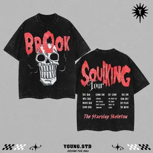 Brook "SoulKing Tour" Washed Oversized Tee – Double-Sided Print One Piece Shirt |   Vintage Streetwear Unisex T-Shirt |   Heavyweight Cotton Anime Manga Tee |   Gift for Anime Fans vintage t-shirt casual menswear style top Snowman Graphic Chill Out T-shir