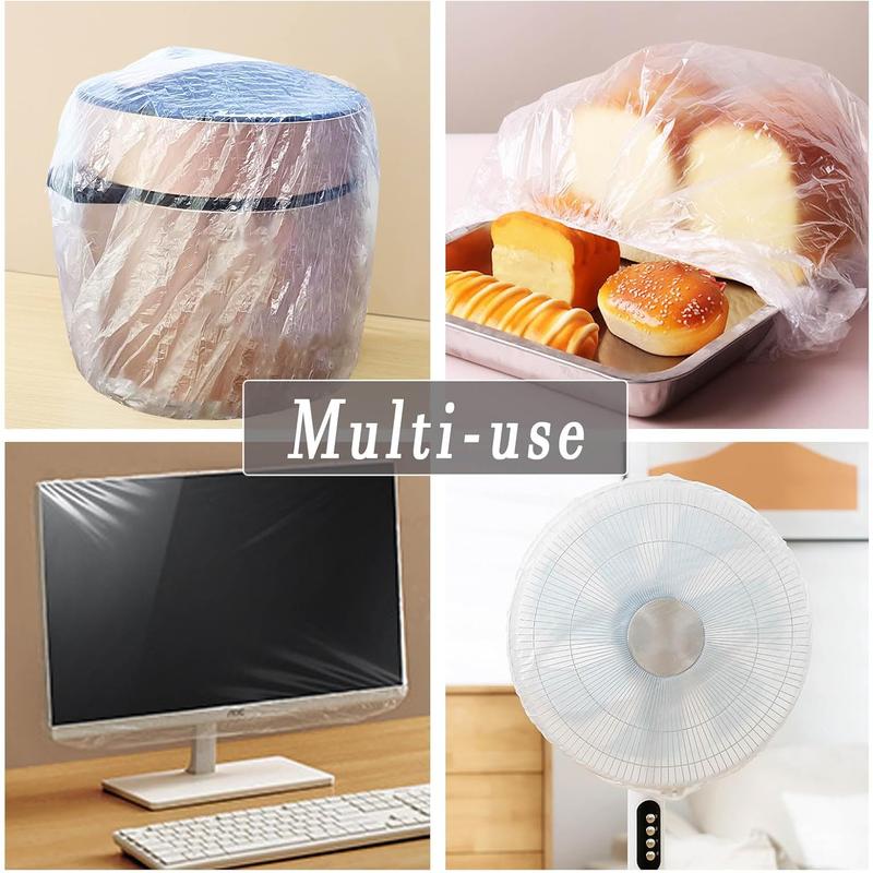 50 Counts Clear Disposable Dust Cover, Dustproof with Elastic for Air Fryer, Blender, Oven, Pressure Cooker, Coffee Maker,  Toaster, Slow Cooker Accessories cloth durable, Thickened Appliance Dust Covers for Kitchen Household Furniture, Practical