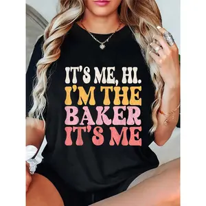 100% Cotton It's Me Hi I'm The Baker Cookie Baking Funny Baker Womens T-Shirt