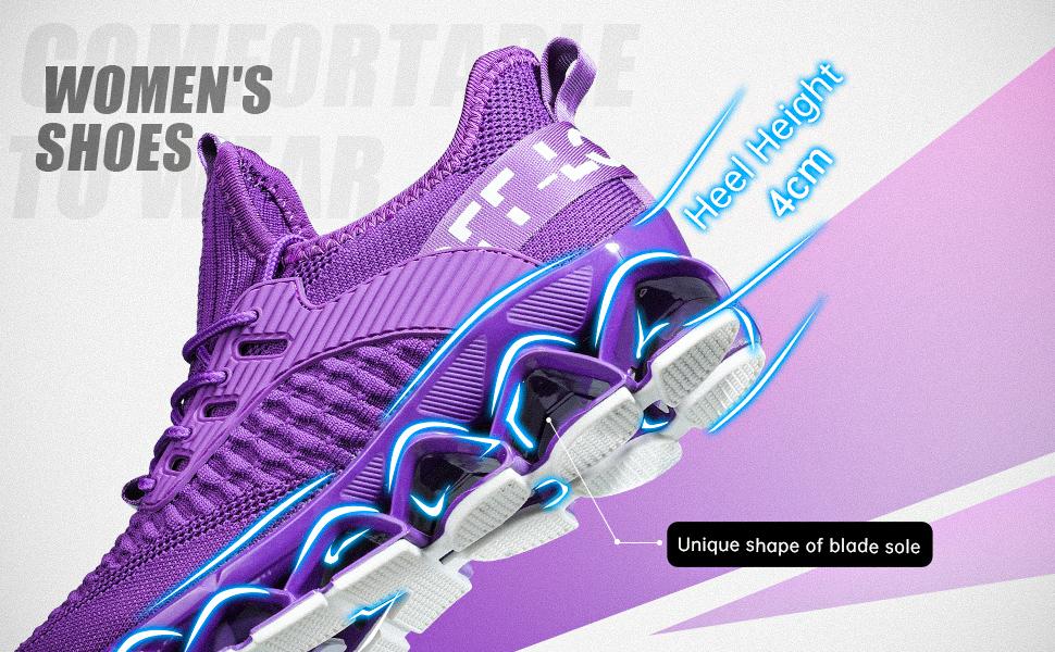 Womens Running Shoes Blade Tennis Walking Fashion Sneakers Breathable Non Slip Gym Sports Work Trainers Yellow Girl Runner Footwear Casual Training Closed Athletic Comfort Purple