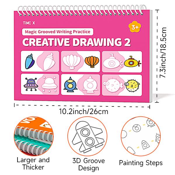 2026-TIMEX Reusable Grooved Handwriting Workbook for Kids, Learning Materials, 6 Books–Early Elementary,Math, Words, Drawing –Gift for Child,Easter's Day