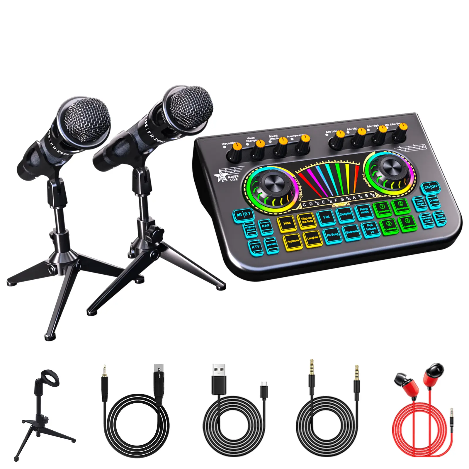 Professional X3 Mixer & Sound Card with Batteries, USB Port - Multi-Device Compatible for Laptops, Smartphones, Podcast Streaming, Digital Sound Card, Multi-Device Compatibility