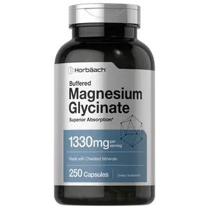 Horbäach Buffered Magnesium Glycinate | 1330mg | 250 Capsules | With Chelated Minerals | Non-GMO, Gluten Free