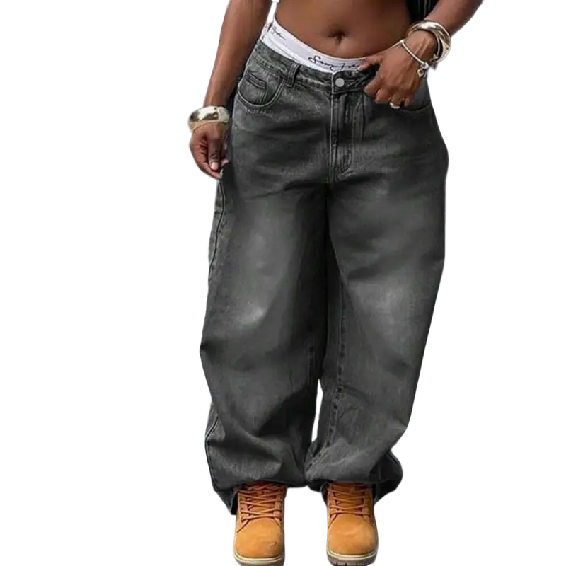 American high-street distressed wide-leg jeans | Y2K hot‑girl low‑rise straight‑leg pants | Versatile, figure‑flattering “god” jeans