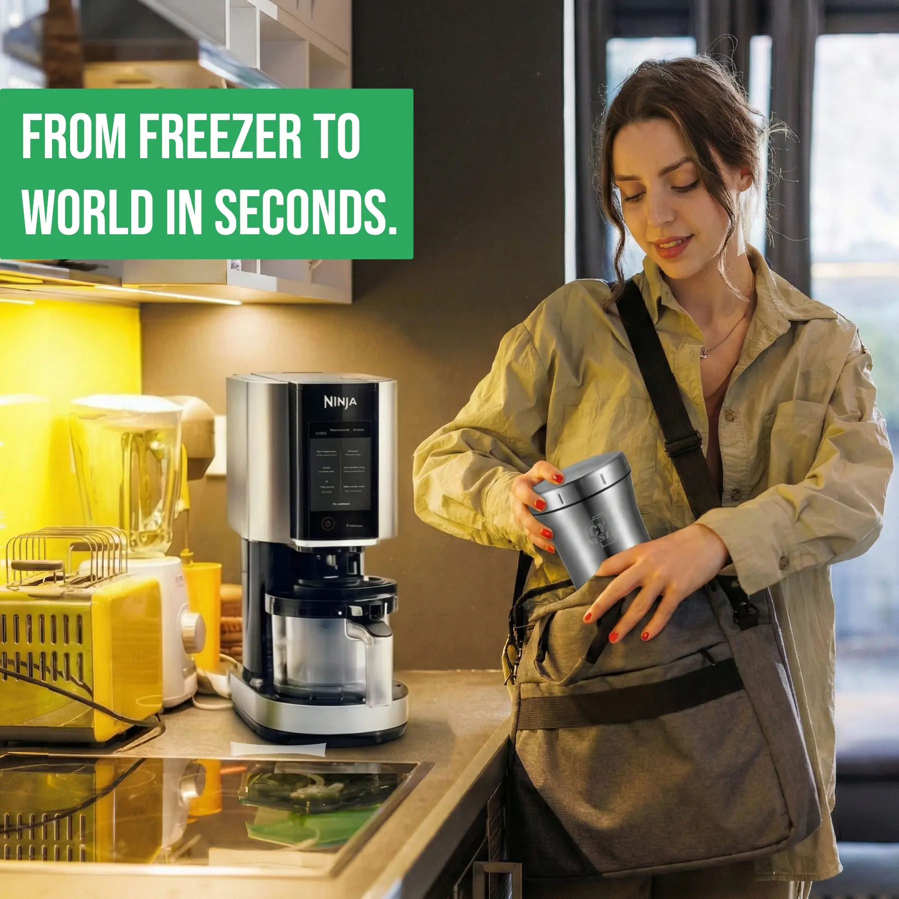 Ice Cream Cooler for Ninja Creami Pint Containers, Vacuum