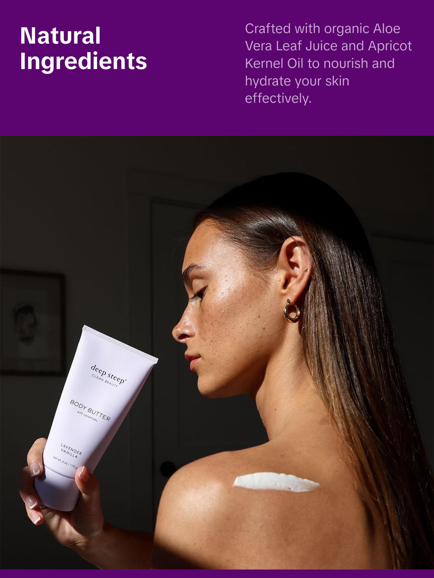 Lavender Vanilla Body Butter - Coconut, Flower, Sunflower & Aloe Vera - Calming Formula for Skin Care