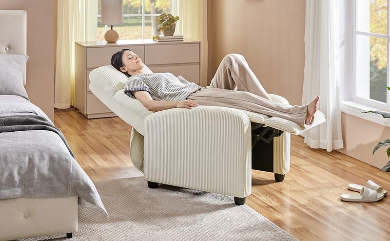 【Valentine Gift】Yaheetech Recliner Chair Adjustable Recliner Sofa with Lumbar Support Modern Upholstered Reclining Chair for Living Room Bedroom Home Theater, PU Leather/Fabric