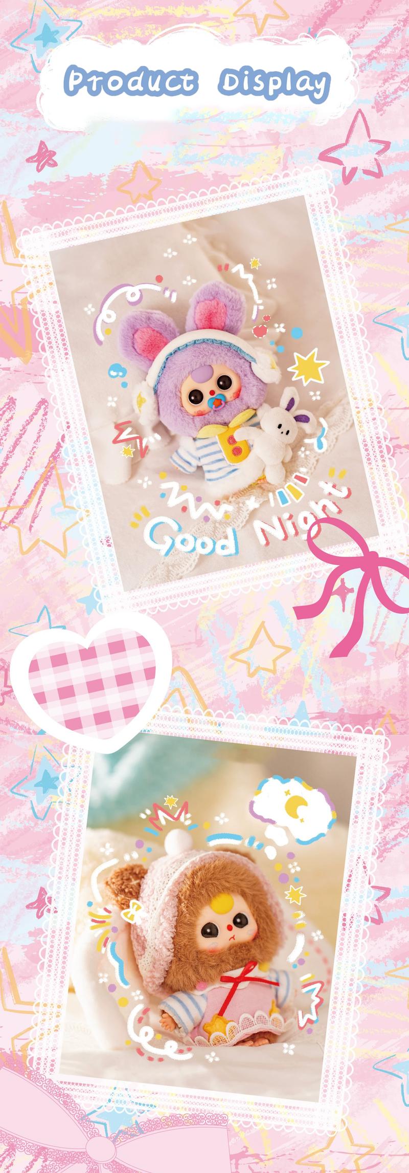 Baby Three Sweet Dream Blind Box Plush Toy – 100% Soft Kawaii Vinyl Plush Pendant, Mystery Collectible Bag Charm Doll, Cute Stuffed Keychain, Surprise Gift for Girls, Friends & Plushie Lovers